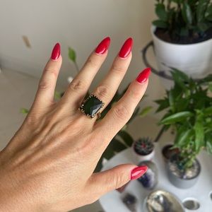 Emerald Sterling silver gold plated ring